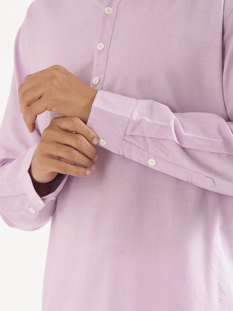 Men Lilac Airy Linen Long Kurta