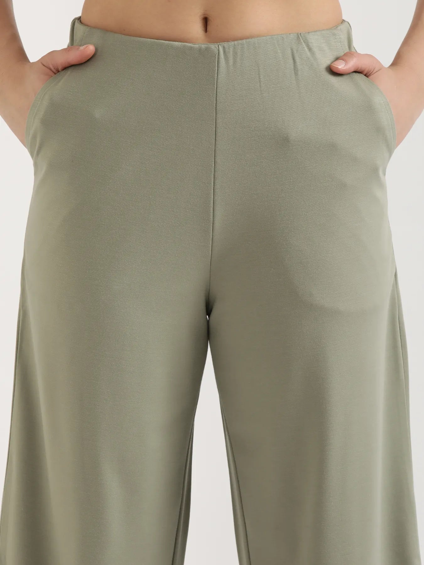 Women Mint Green Wide Leg Pants
