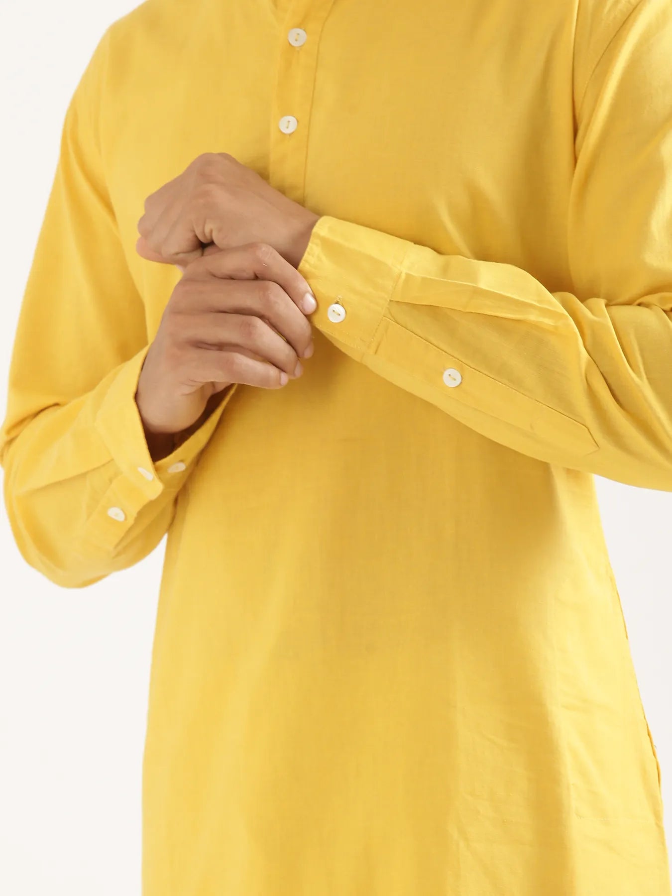 Men Yellow Airy Linen Long Kurta