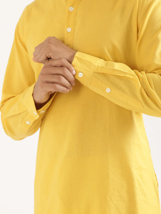 Men Yellow Airy Linen Long Kurta
