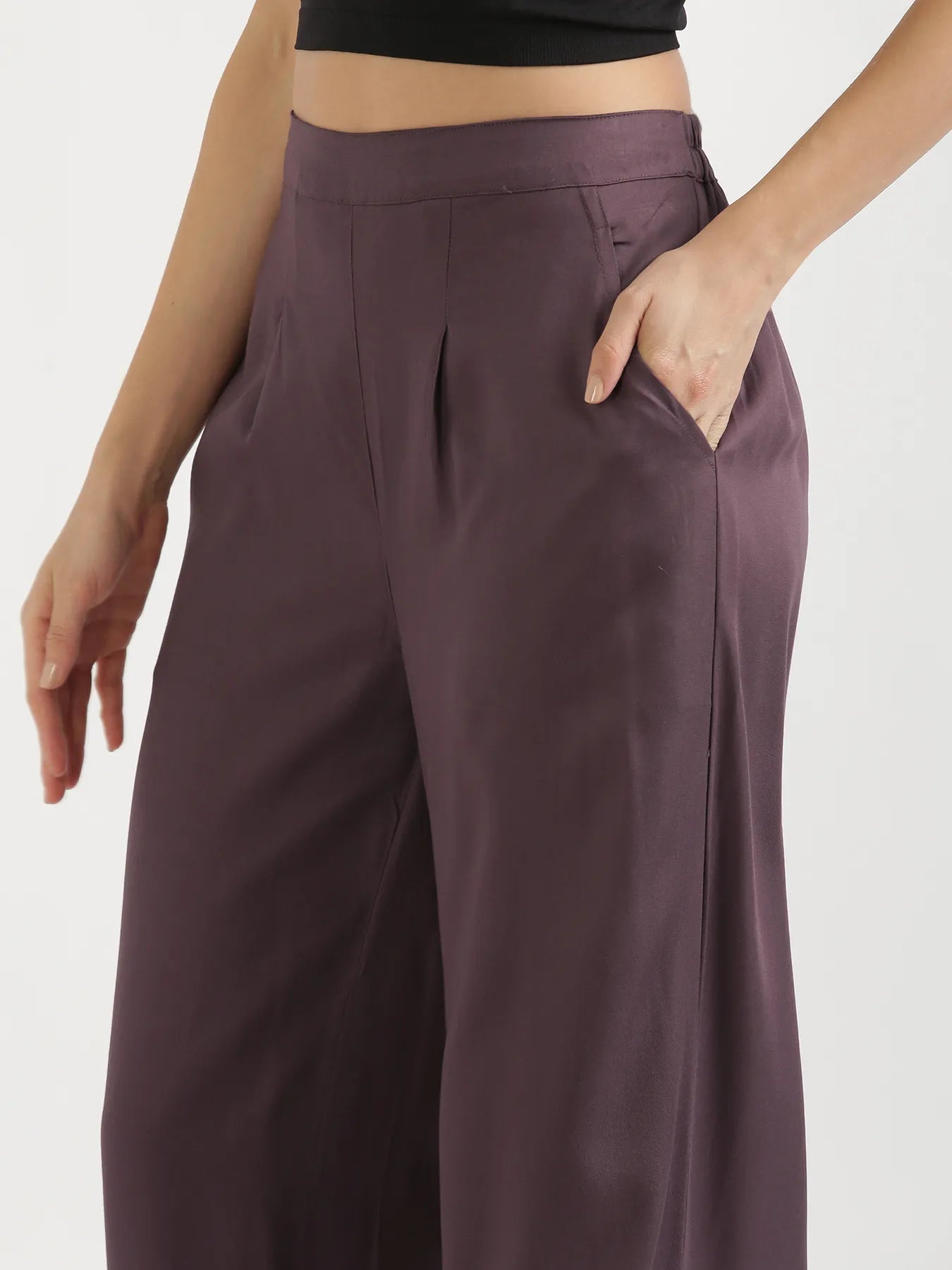 Women Brinjal Viscose Palazzo Pant