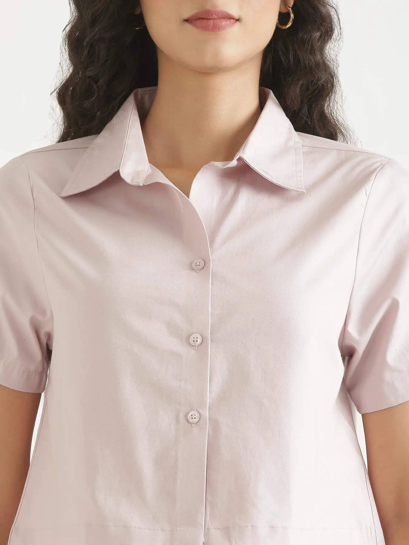 Women Mauve Pink Better Cotton Crop Shirt