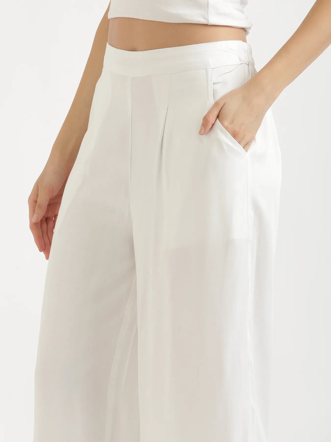 Women White Viscose Palazzo Pant
