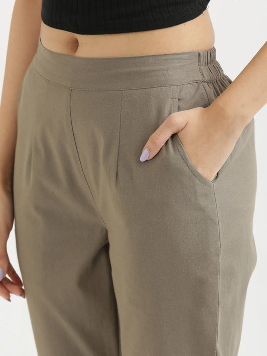 Women Grey Cotton Pant