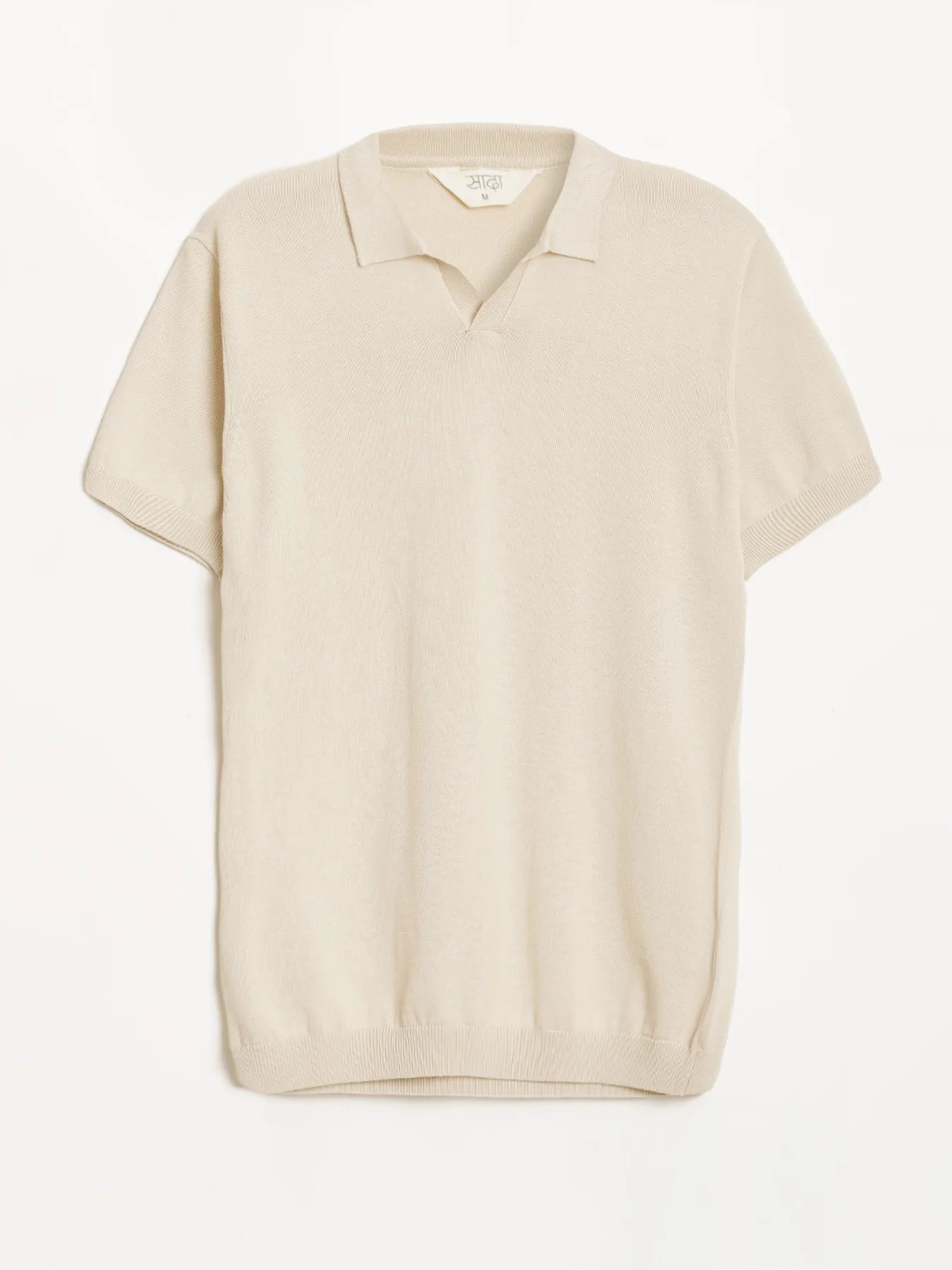 Men Beige Flat Knit Polo