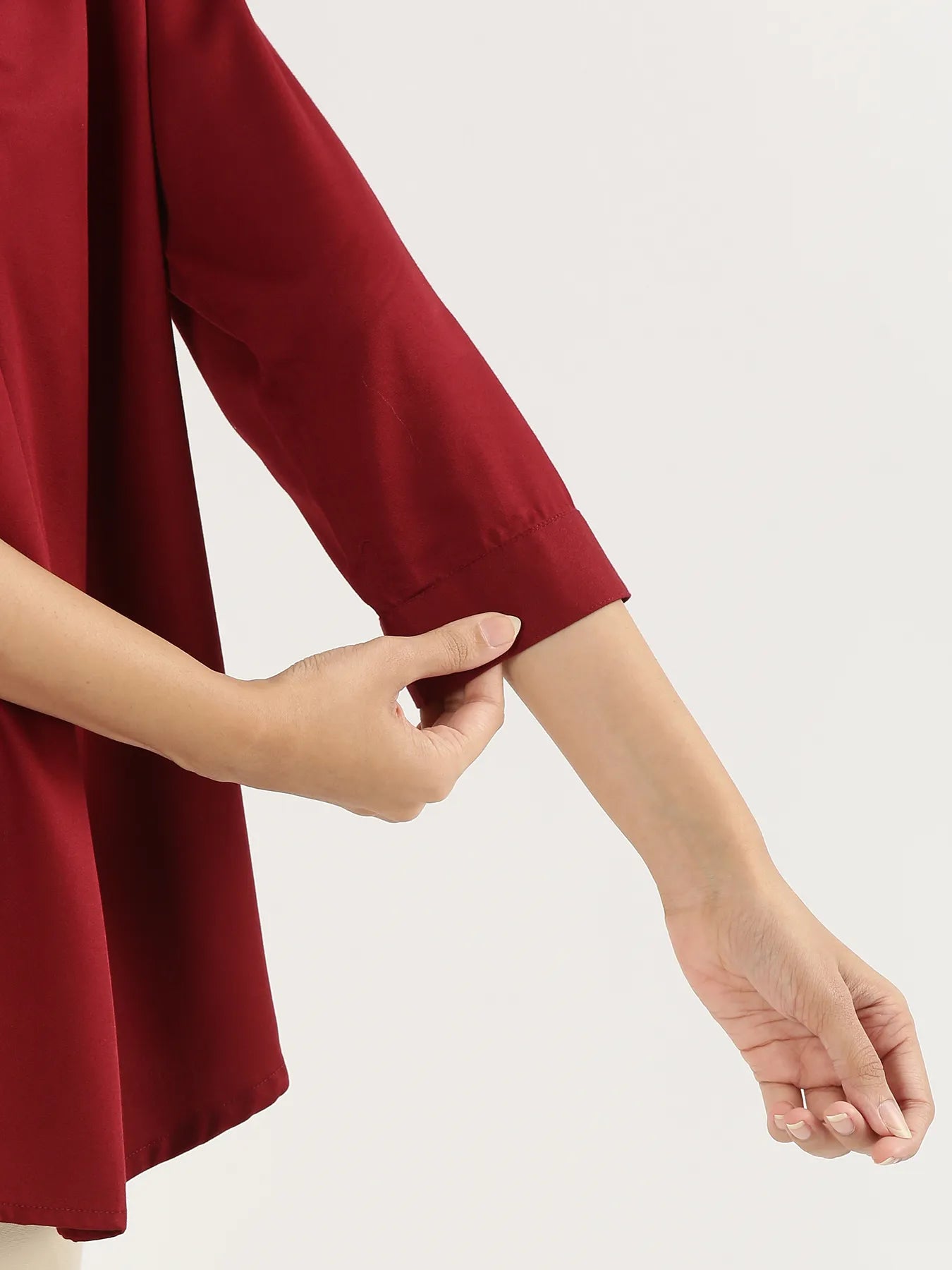 Women Maroon Viscose Pleated Top