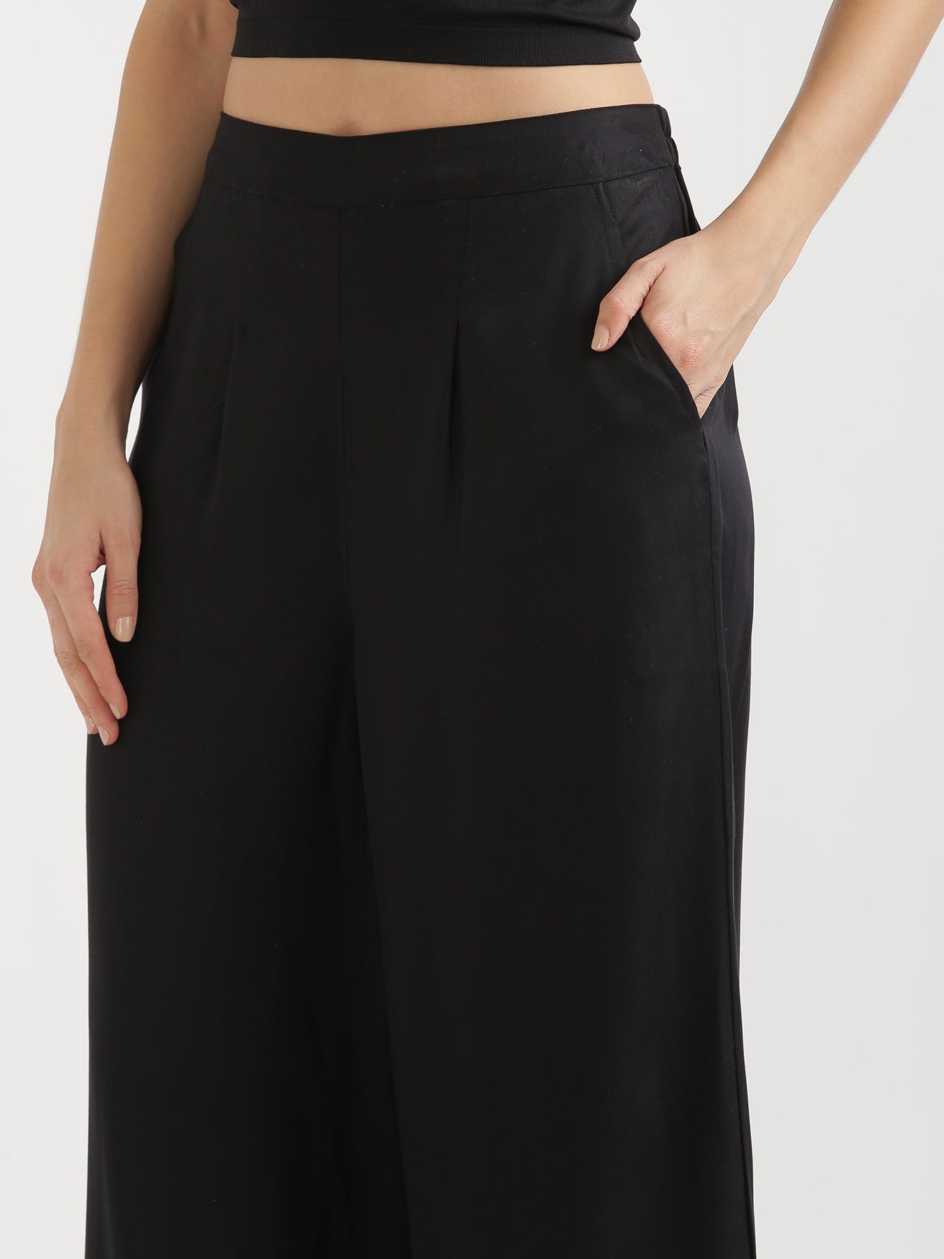 Maroon Airy Linen Shirt with Black Palazzo Pant