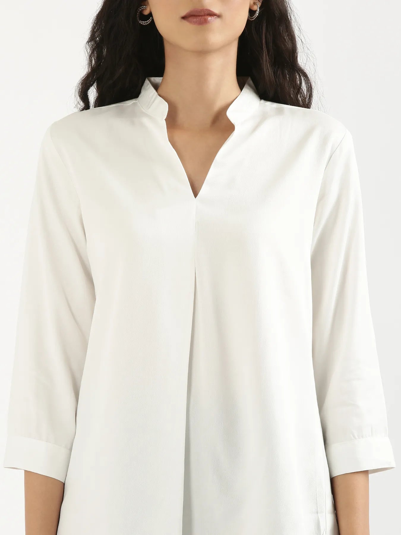 Women White Viscose Pleated Top