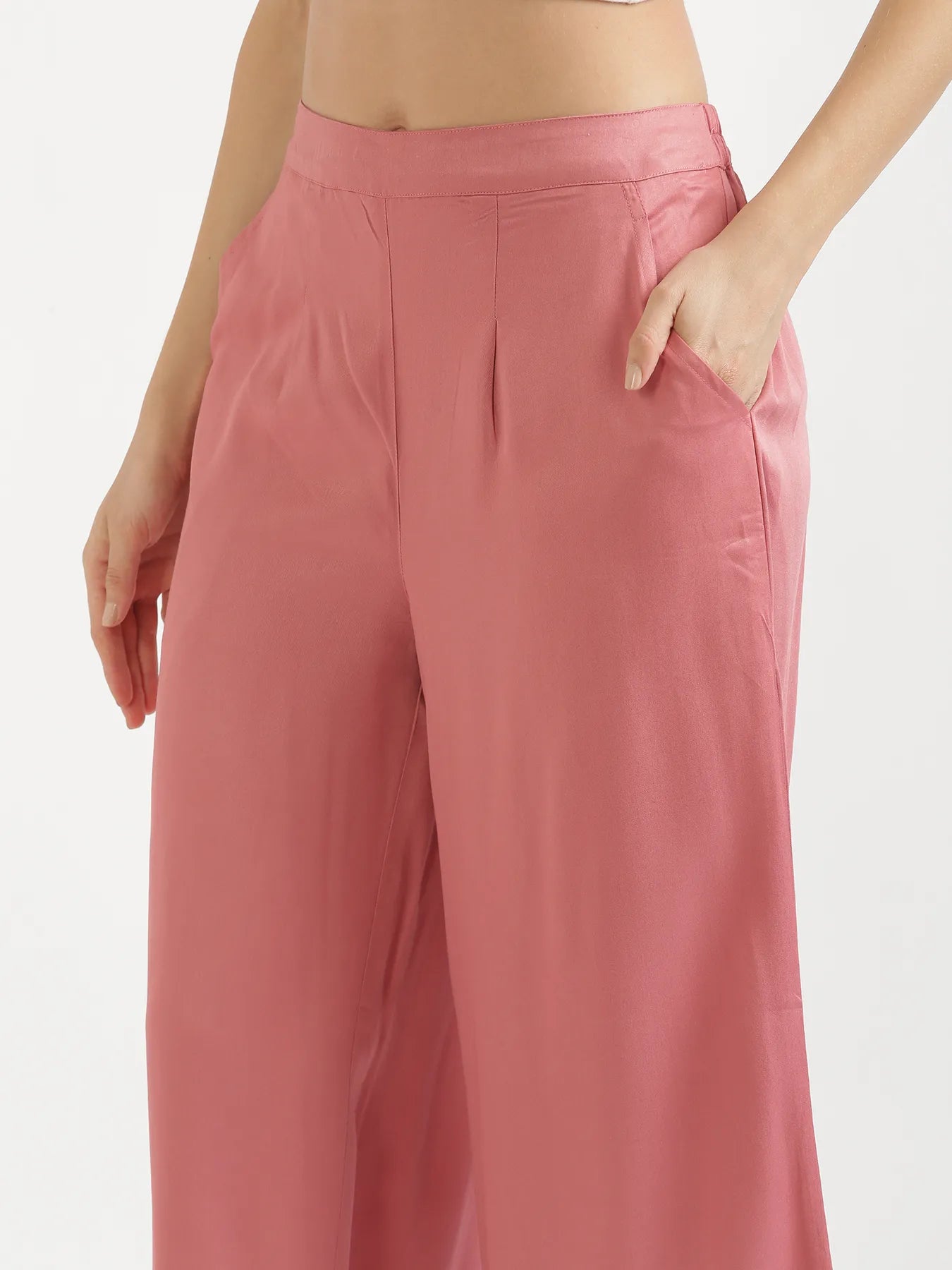 Women Rose Viscose Palazzo Pant