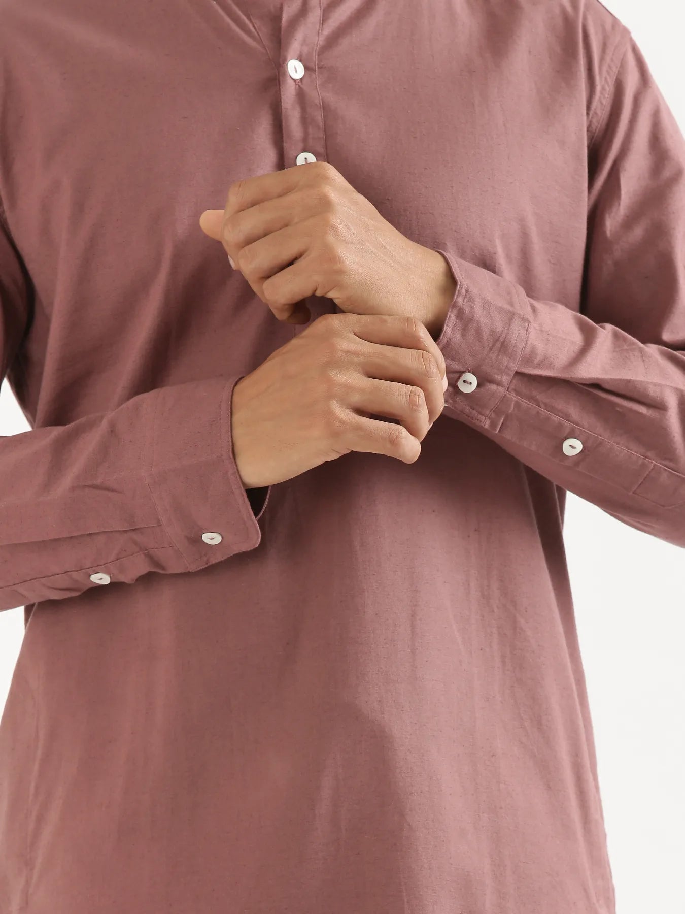 Men Rose Taupe Airy Linen Long Kurta
