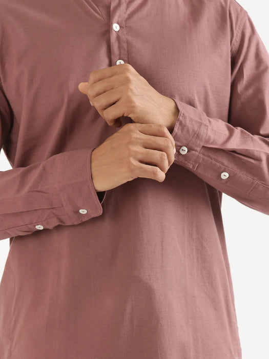 Men Rose Taupe Airy Linen Long Kurta