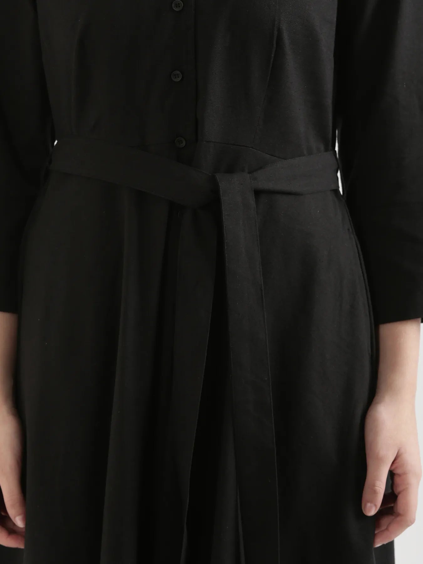 Women Black Airy Linen Flared Dress