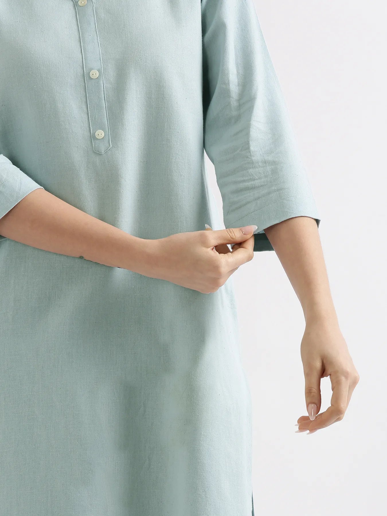 Women Sky Blue Airy Linen Long Kurta