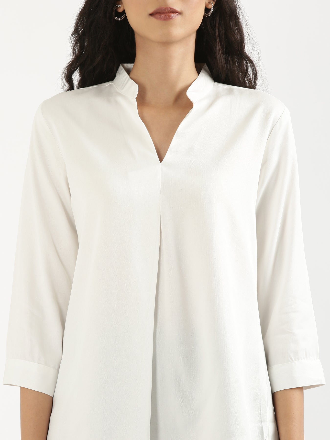 White Viscose Pleated Top