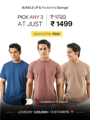 Buy Any 3 Men Round Neck T-Shirt