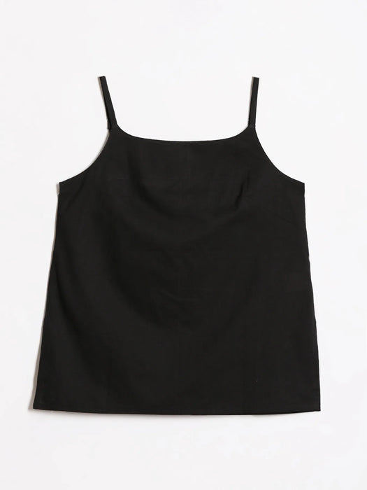 Women Black Cotton Camisole Top