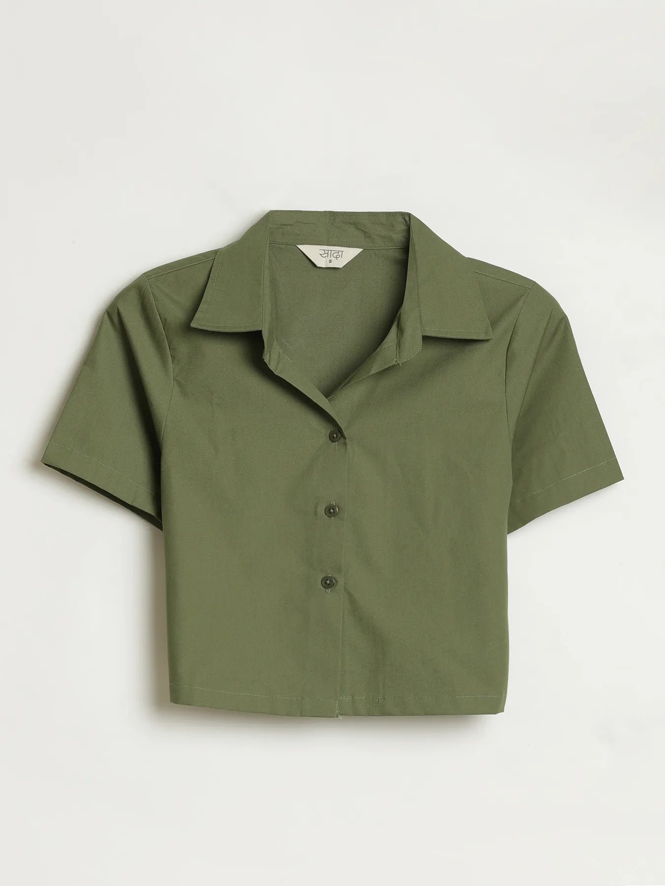 Women Forest Green Better Cotton Crop Shirt