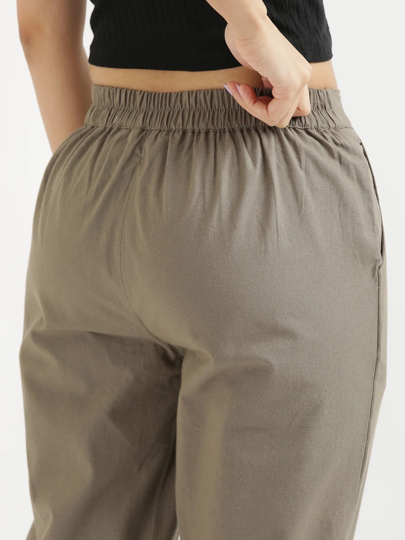Women Grey Cotton Pant