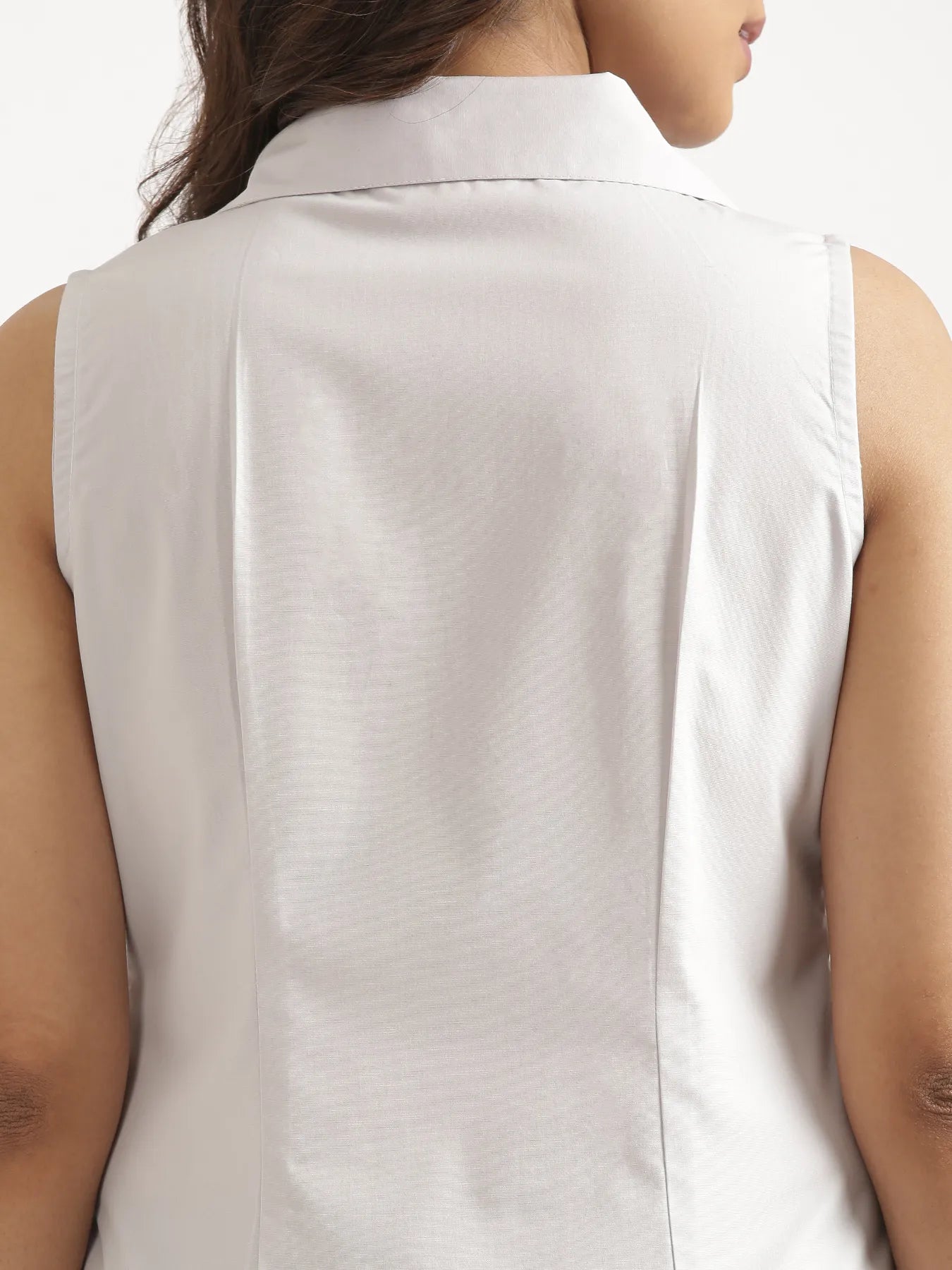 Women Light Grey Better Cotton Sleeveless Shirt