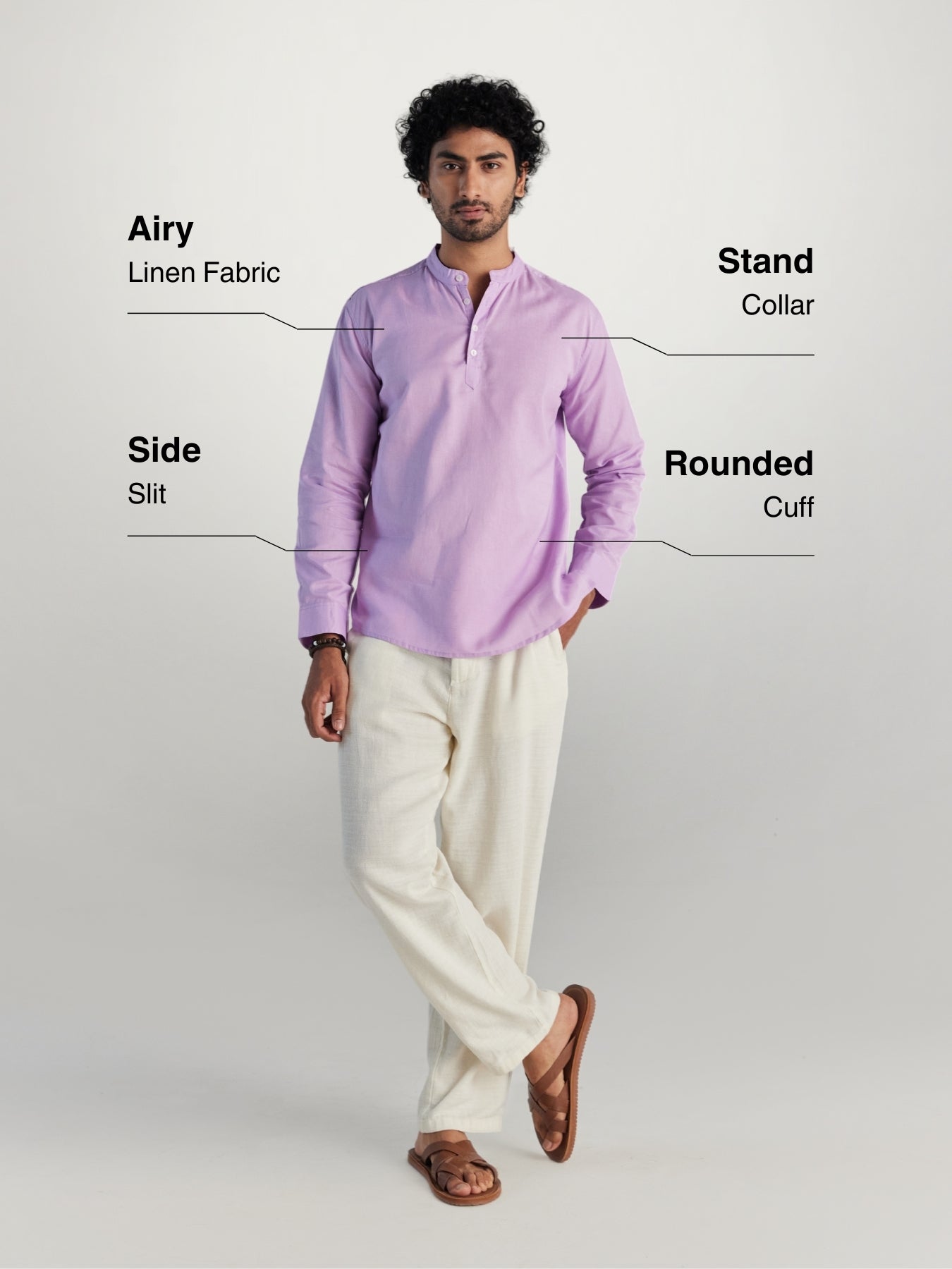 Lilac Airy Linen Short Kurta