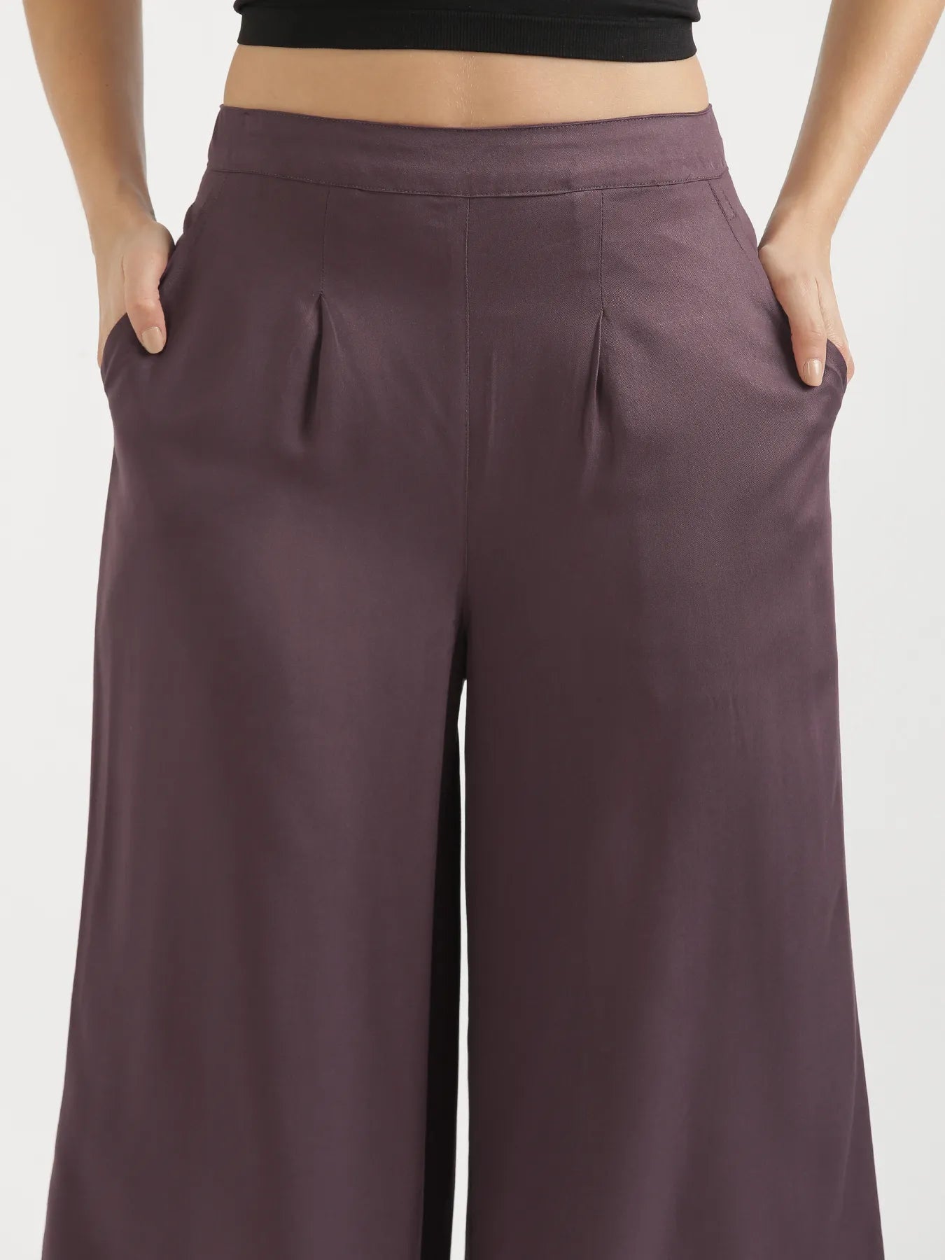 Women Brinjal Viscose Palazzo Pant