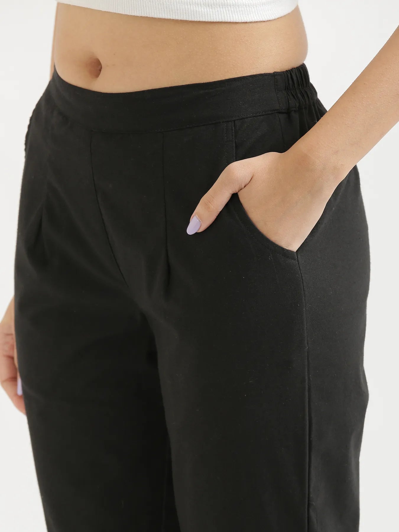 Women Black Cotton Pant