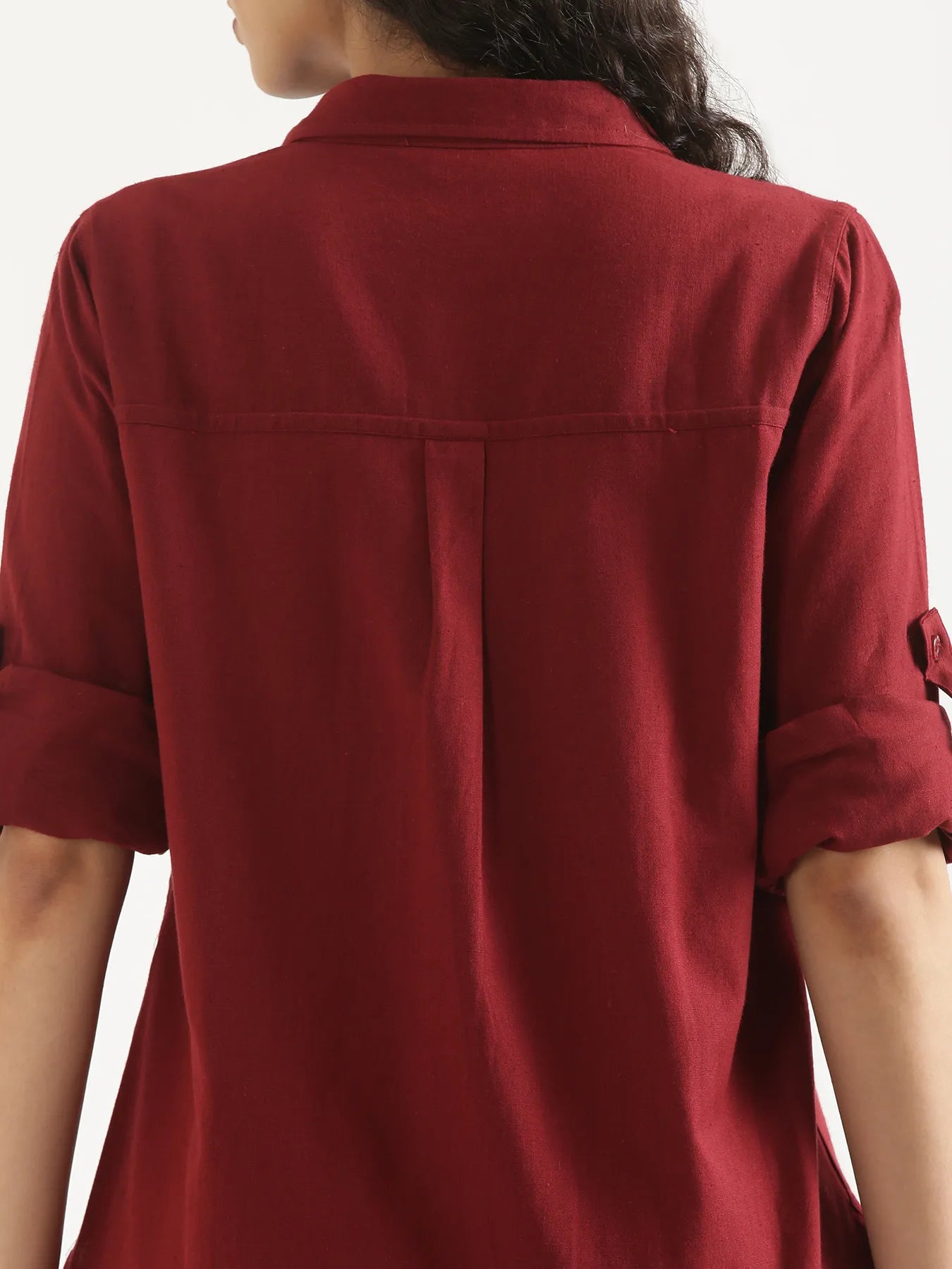 Women Maroon Airy-Linen Shirt