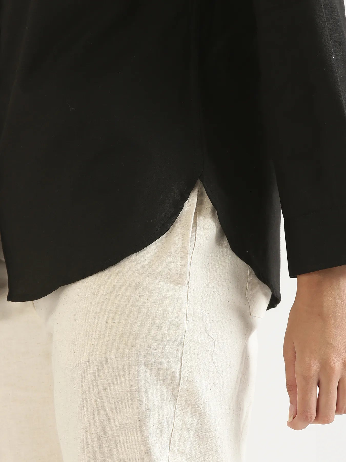 Women Black Airy-Linen Shirt