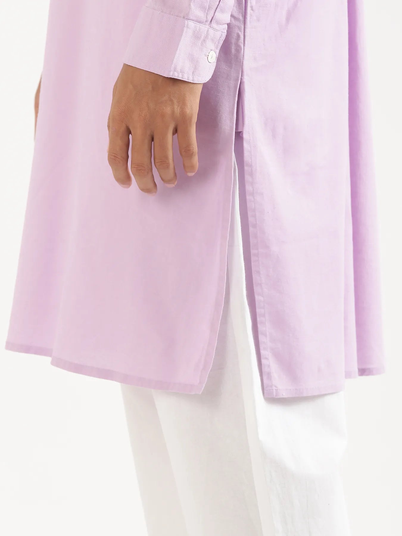 Men Lilac Airy Linen Long Kurta