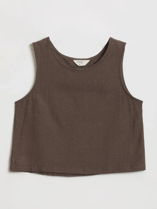 Women Dark Brown Flowy Linen Short Set