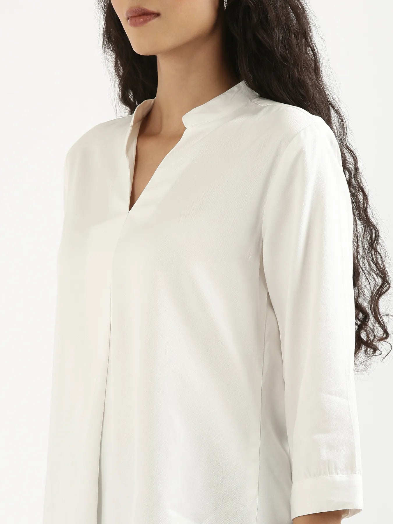 Women White Viscose Pleated Top