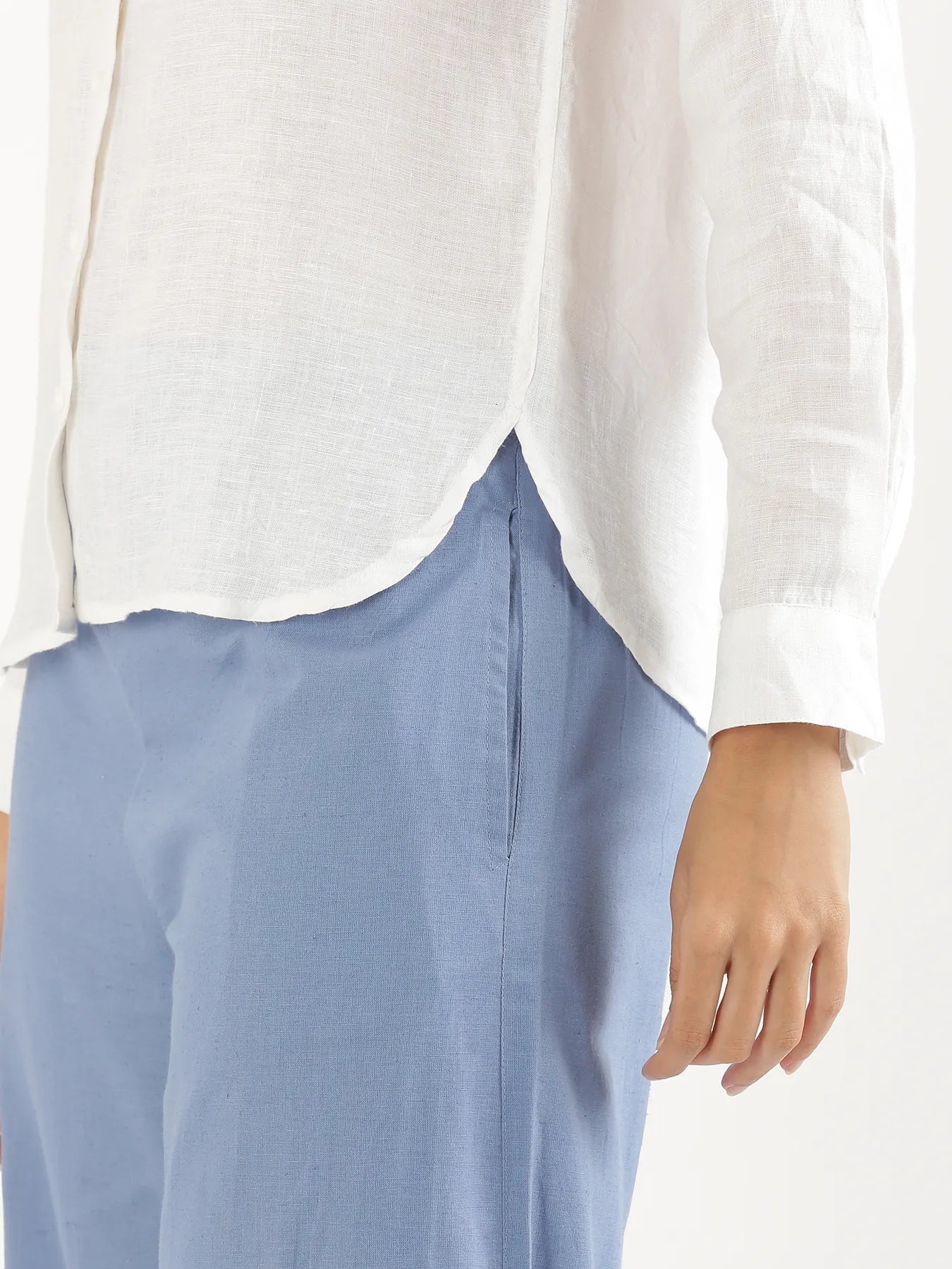 Women White Pure Linen Shirt