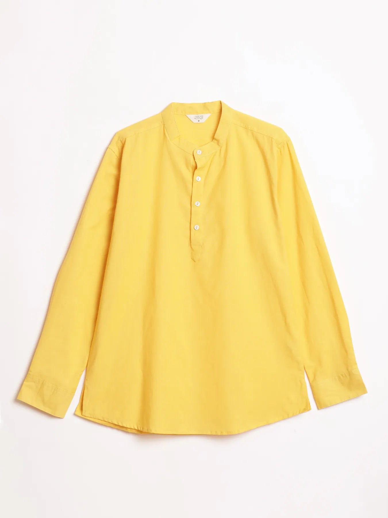 Men Yellow Airy Linen Short Kurta