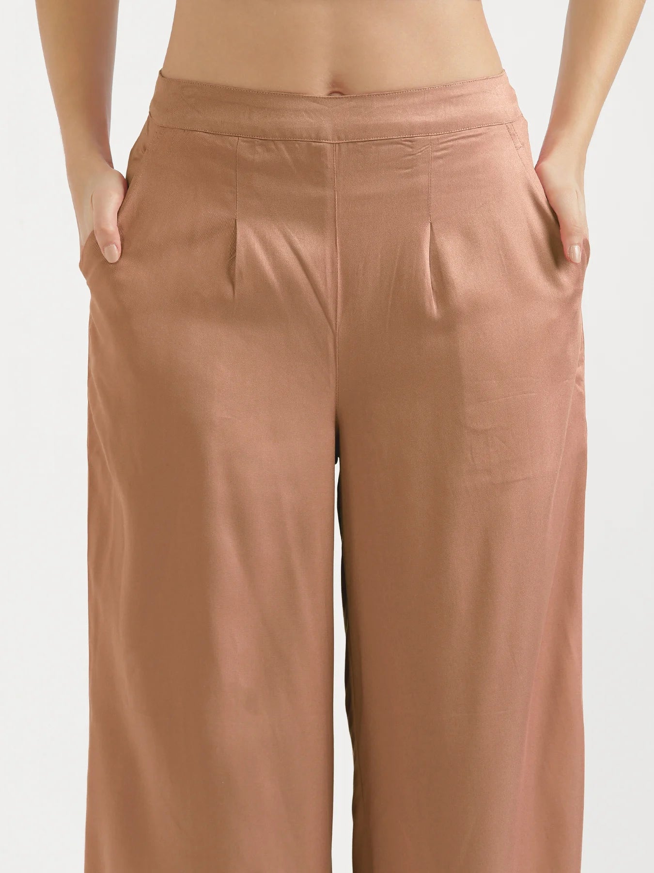 Women Mocha Mousse Viscose Palazzo Pant