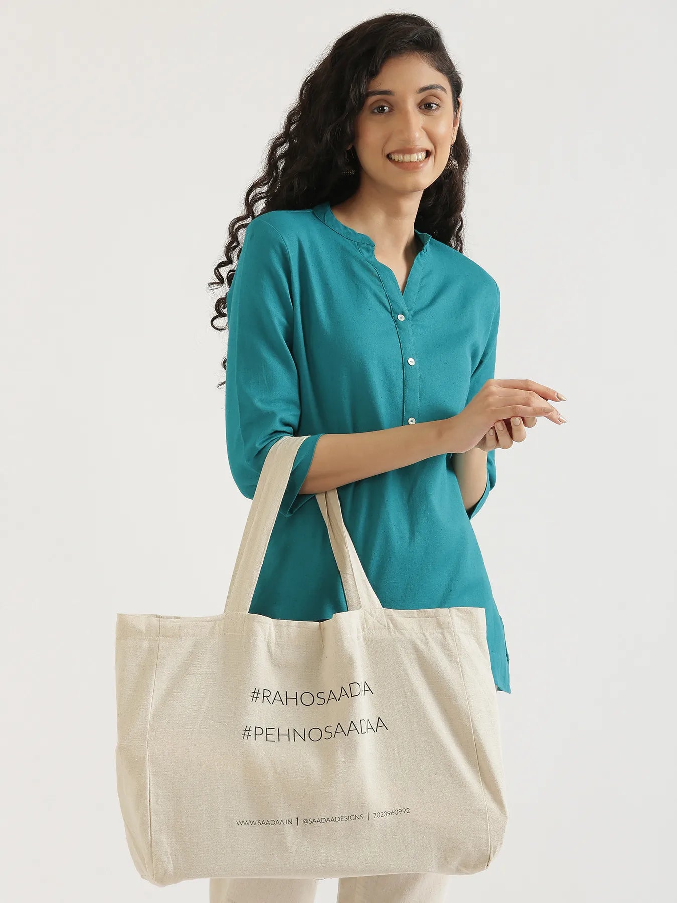 Women Teal Airy Linen Short Kurta
