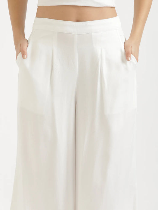 Women White Viscose Palazzo Pant