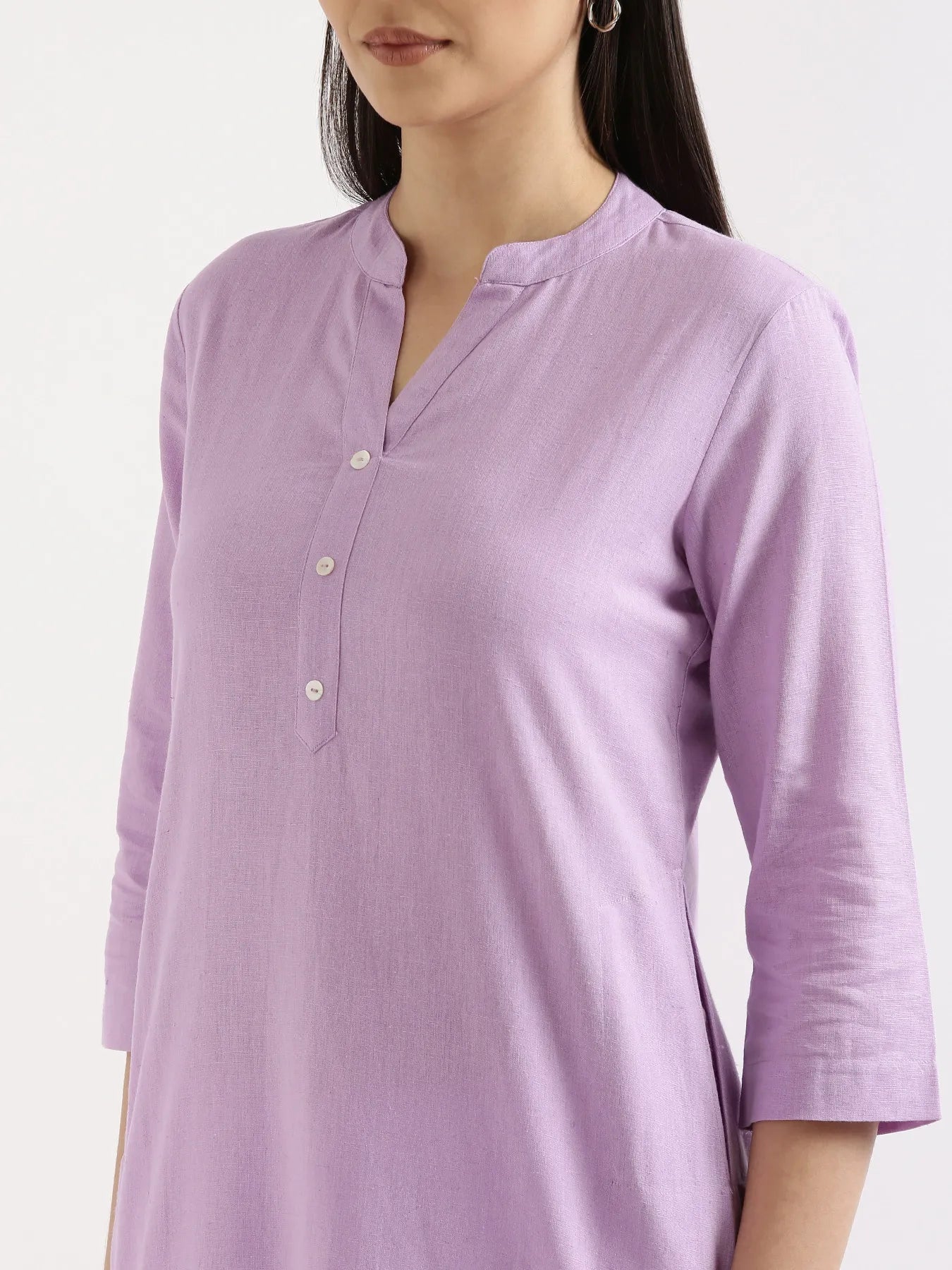 Women Lilac Airy Linen Long Kurta
