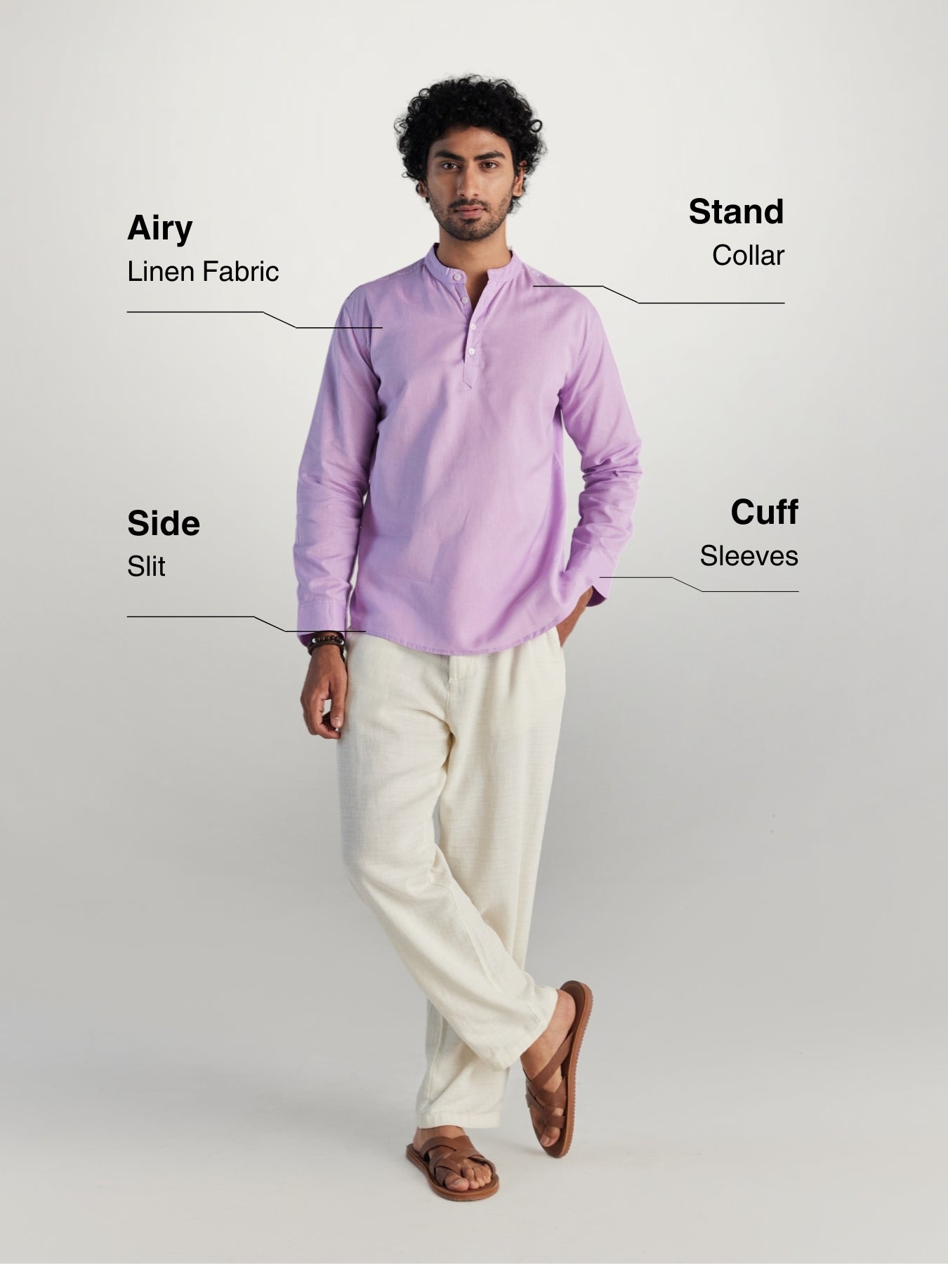 Lilac Airy Linen Short Kurta