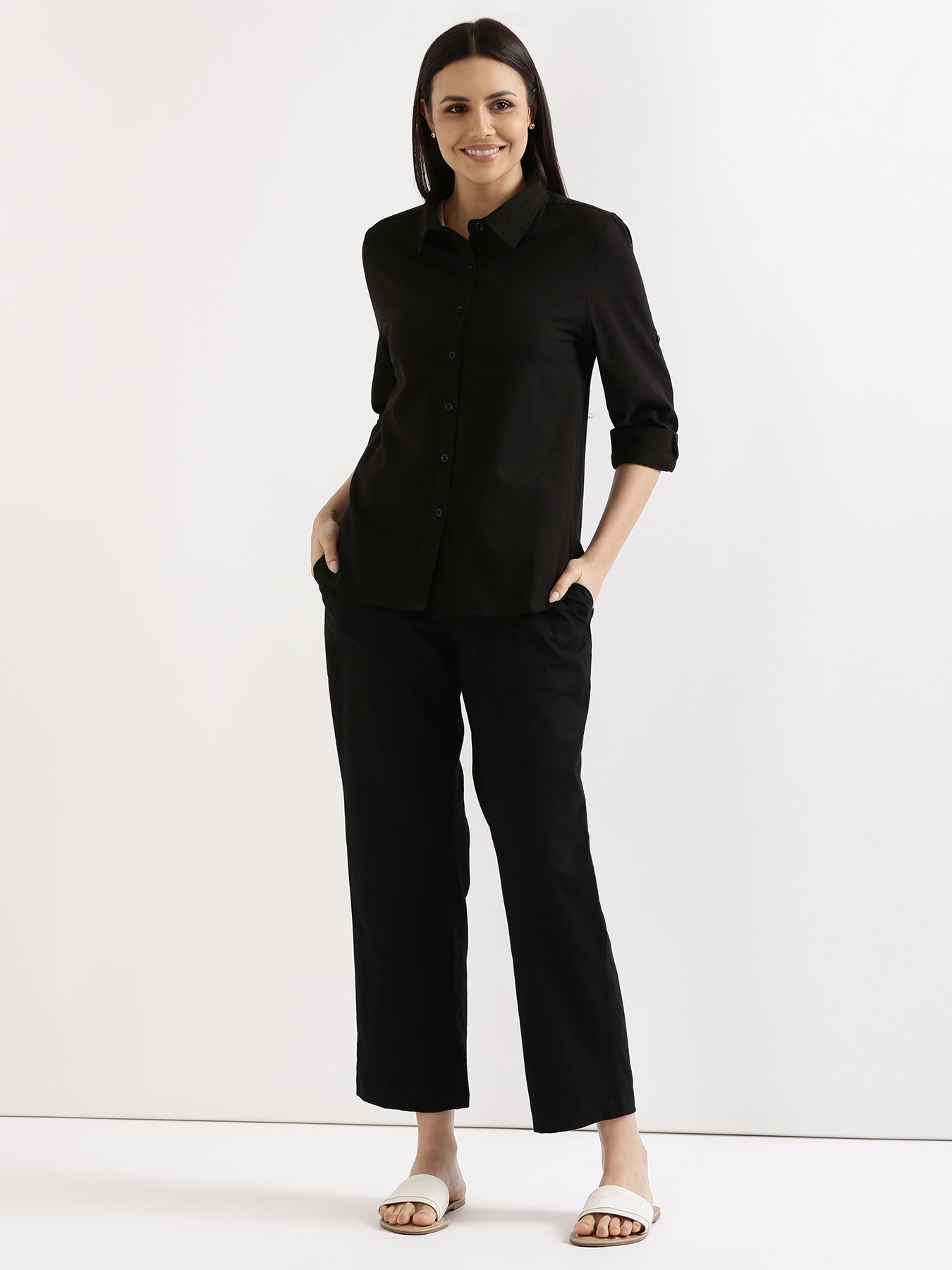 Black Airy Linen Pants