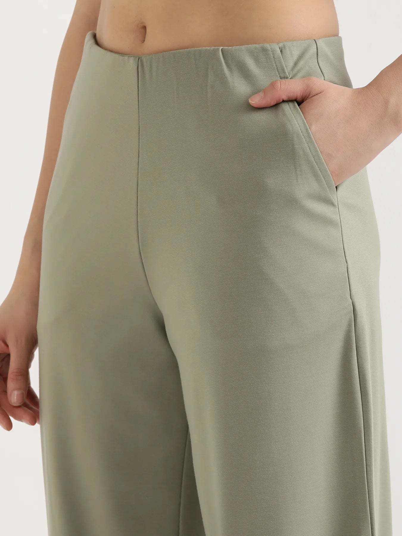 Women Mint Green Wide Leg Pants