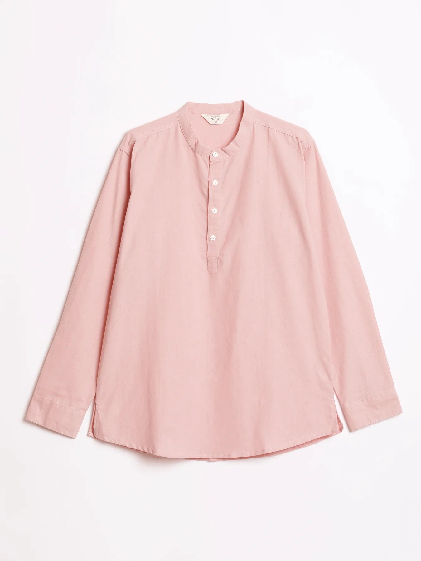 Men Salmon Pink Airy Linen Short Kurta