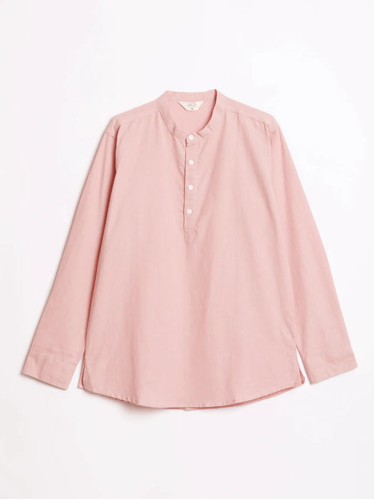 Men Salmon Pink Airy Linen Short Kurta