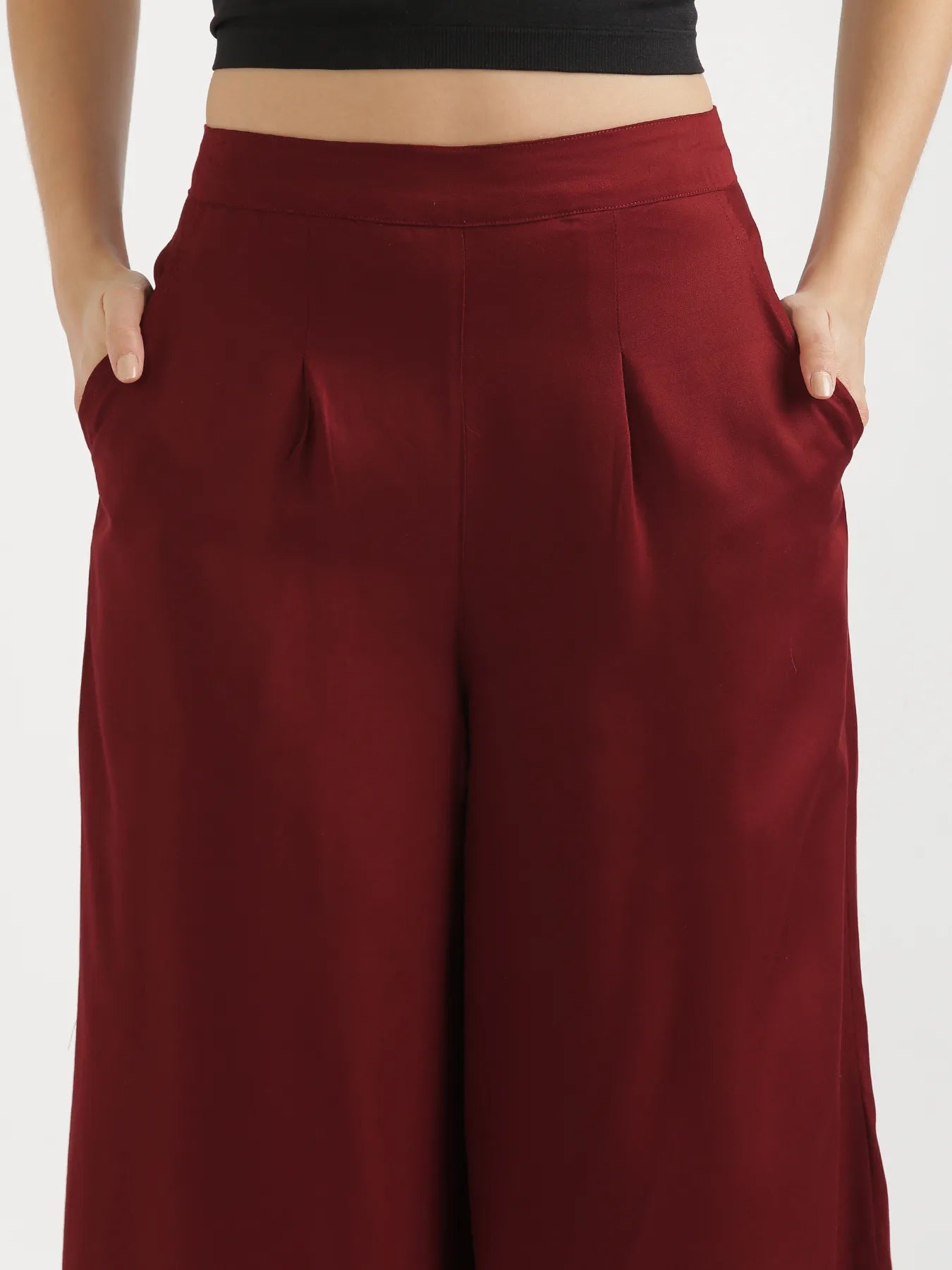 Women Maroon Viscose Palazzo Pant