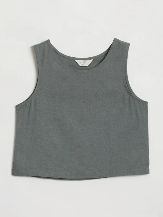 Women German Grey Flowy Linen Pant Set