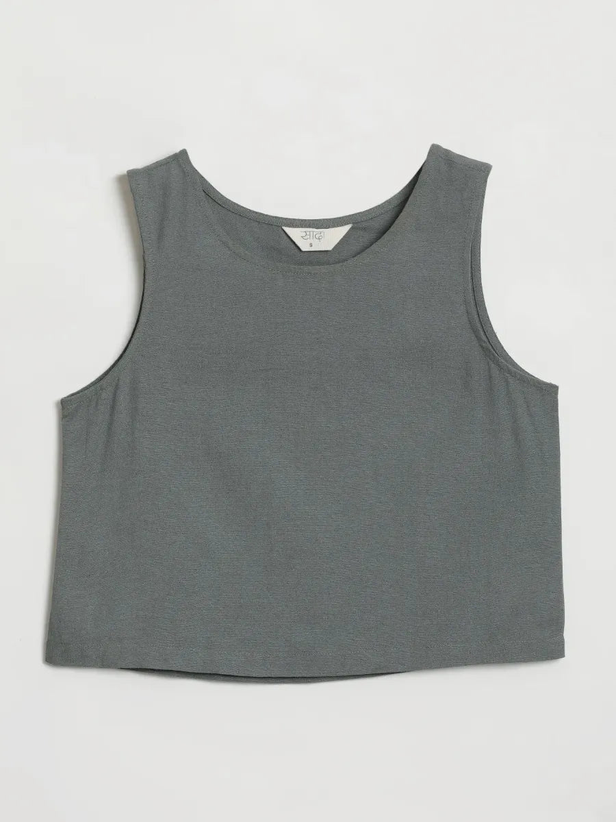 Women German Grey Flowy Linen Pant Set