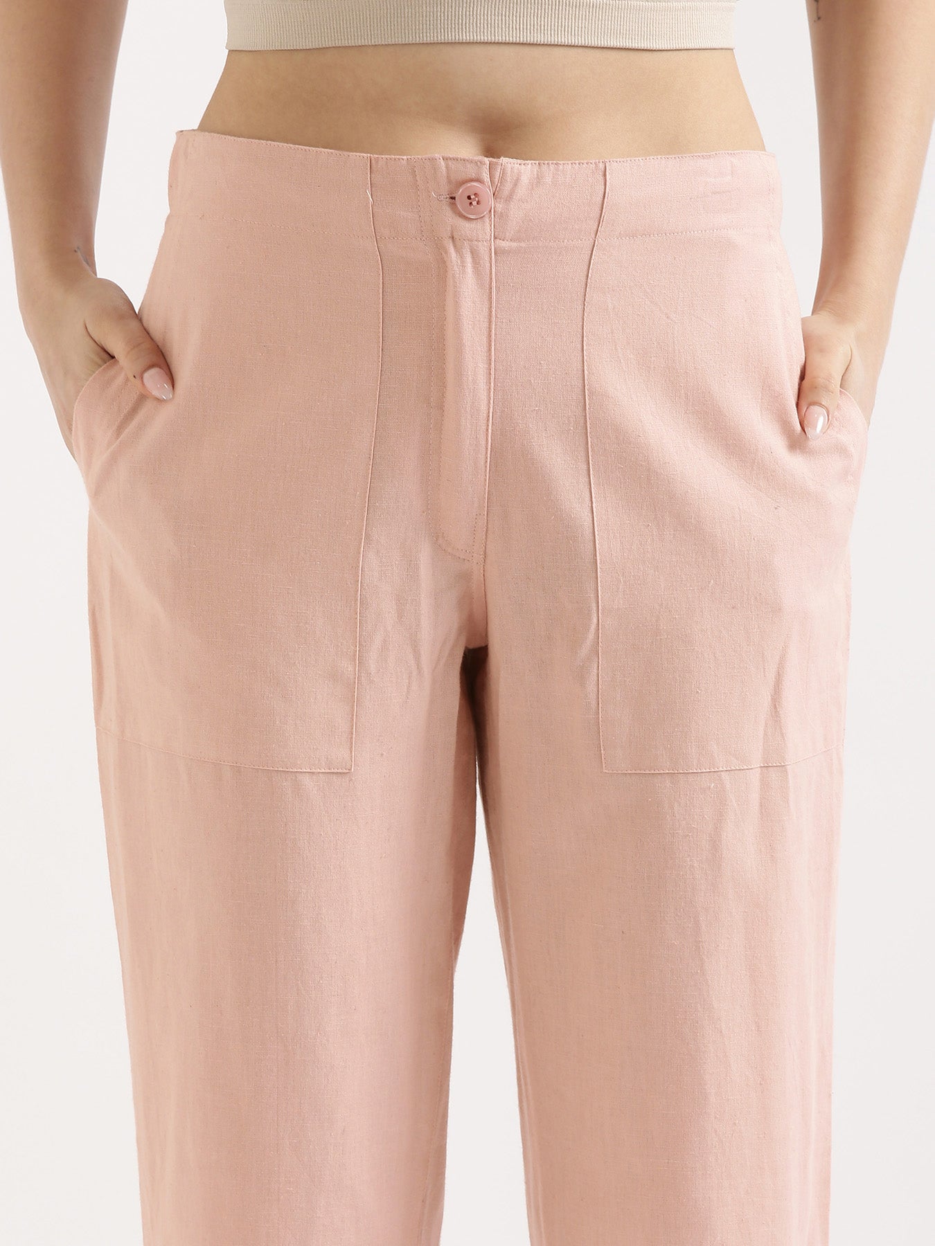 Salmon Pink Airy Linen Pants