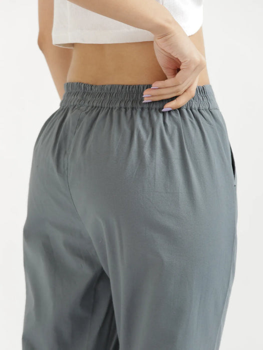 Women Cement Grey Cotton Pant