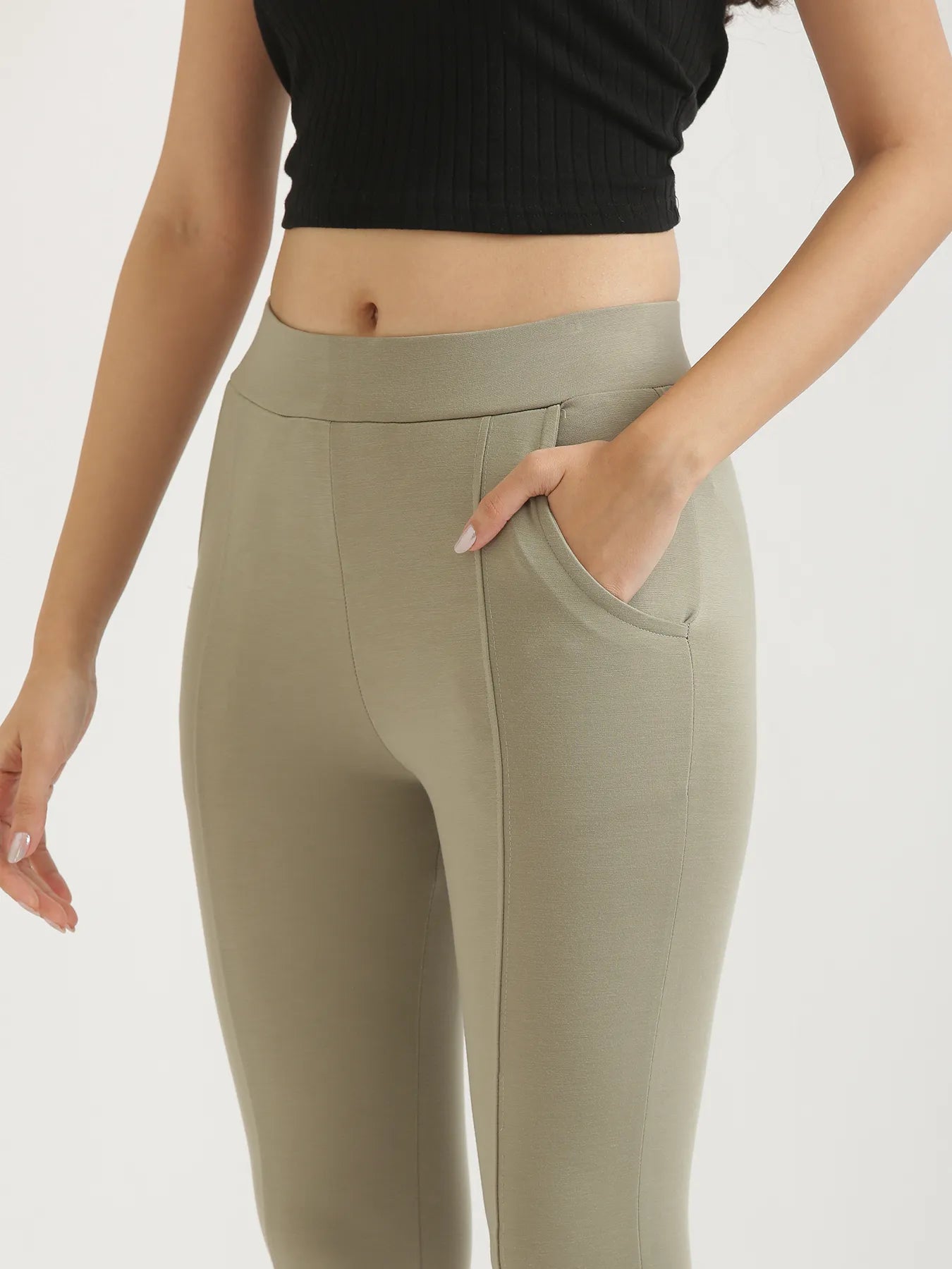 Women Mint Green 4-Way Stretchable Pants