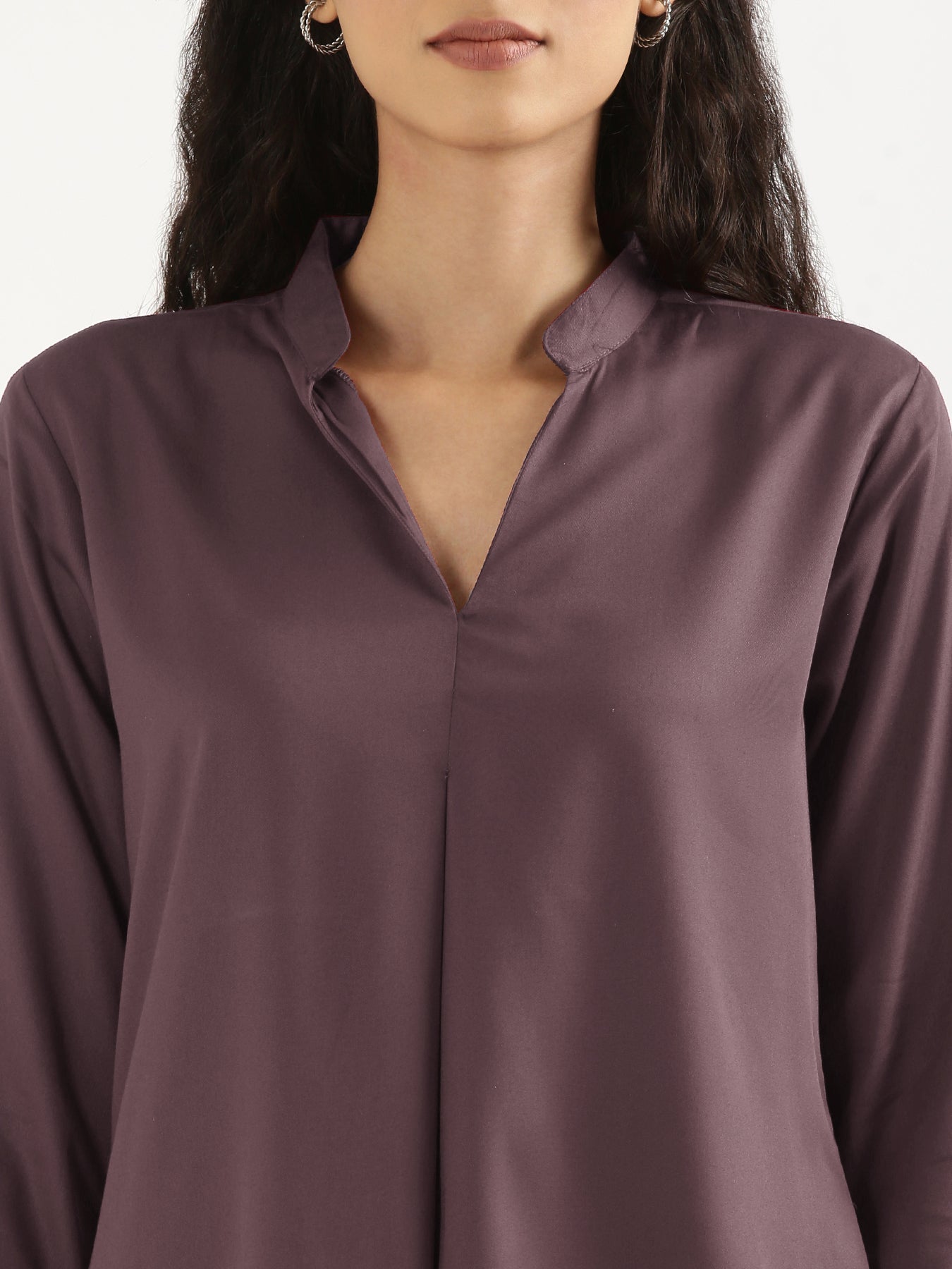 Brinjal Viscose Pleated Top