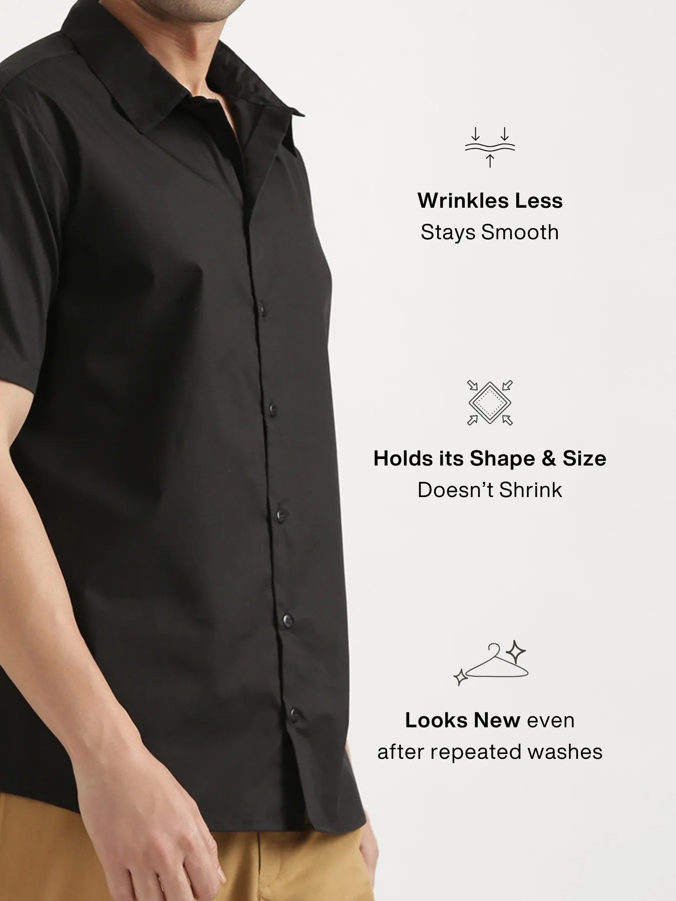 Men Black Better Cotton Short Sleeve Shirt